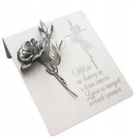 DEKORACJA na Grób GRAWEROWANY ZNICZ Podstawka na Cmentarz WIECZNA RÓŻA