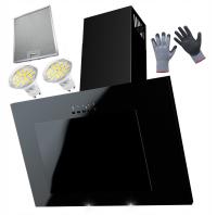 Okap kominowy Maan okap kuchenny kominowy czarny szkło LED 60 + filtr