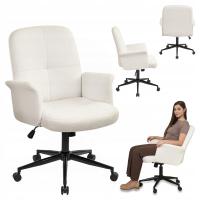 Fotel Obrotowy Biurowy z Regulacją Tkanina Krzesło Biurowe Do Salonu