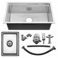 68x43CM Zlewozmywak Jednokomorowy Stalowy z Koszyk, Dla szafek 80 cm