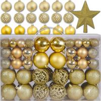 BOMBKI CHOINKOWE NA CHOINKĘ ZESTAW XXL ZŁOTE 100 SZT 6/4/3 CM + GWIAZDA
