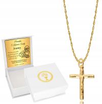 Złoty Łańcuszek z Krzyżykiem 585 CHRZEST Komunia Grawer