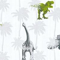 Динозавры-Дино-зеленый, серый-флизелин обои-маленькие звезды - как творение