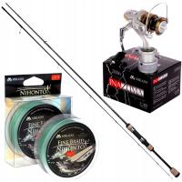 Набор спиннинг для окуня удочка катушка плетеная Mikado