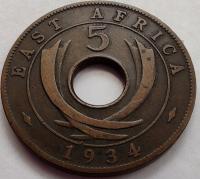 3687 - Brytyjska Afryka Wschodnia 5 centów, 1934