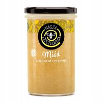 POLSKI NATURALNY MIÓD PSZCZELI Z IMBIREM I CYTRYNĄ 650g NEKTAROWY WITAMINY