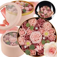 Kwiaty mydlane flowerbox XXL z różami mydlanymi w pudełku kosz prezentowy