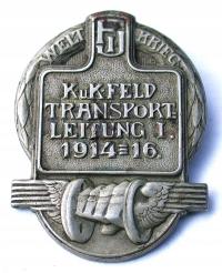 Odznaka Kappenabzaichen Transportleitung I 1914-16 Austro-Węgry Płaszów RRR