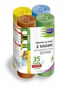 Worki na śmieci 35L z uszami mix - 4x10 szt Stella