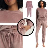 HENDERSON ciepły homewear damski komplet dresowy długa piżama wyga. róż