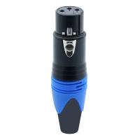 10pcs Female Blue 3 Pin XLR Plug Jack Microphone Connector MIC Adapter Plug