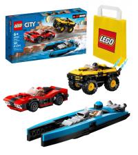 LEGO CITY 6+ WIELKI ZESTAW WYŚCIGOWY DWA AUTA+ MOTORÓWKA 60395