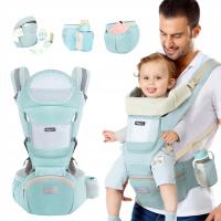 12в1 эргономичная детская переноска на бедрах спереди и сзади до 20 кг зеленый