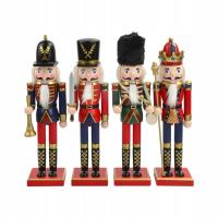 4 Sztuk 30cm Drewniany Dziadek Do Orzechów Ozdoby Malowane Rekwizyty Do Zdjęć W Stylu Klasycznym