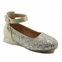 BALERINY PÓŁBUTY ELEGANCKIE BROKAT KORONA ZŁOTE SŁUPEK W 16,00 CM