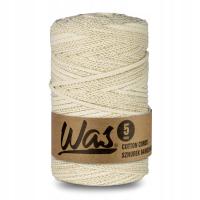 Sznurek do makramy 5 mm pleciony bawełniany 100 m ZŁOTA NIĆ kość słon. WAS