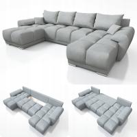 SZARY DUŻY NAROŻNIK ROZKŁADANY DO SALONU ROGÓWKA FUNKCJA SPANIA HONEY U