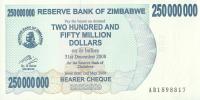 Zimbabwe - 250 000 000 Dollars - 2008 - P59 - St.1