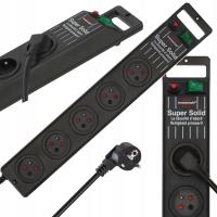 SUPER-SOLID LISTWA ZASILAJĄCA 5 GNIAZD CZARNA BRENNENSTUHL