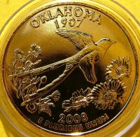 QUARTER DOLAR USA 2008 -P- OKLAHOMA PTAK MUCHÓWKA KWIATY