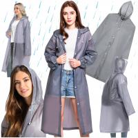 PŁASZCZ PRZECIWDESZCZOWY DAMSKI MĘSKI PELERYNA Z KAPTUREM SZARY MONTESSA