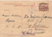 LUBLIN -stempel DOWÓDZTWO OKRĘGU KORPUSU -obieg 1938 rok -kartka pocztowa