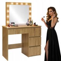 Toaletka kosmetyczna FUNFIT 90×135 cm 4 szuflady lustro z LED retro