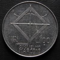 ANK WŁOCHY 100 LIRE 1974 100. rocznica urodzin Guglielmo Marconiego s. I-