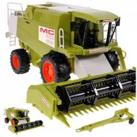 Duży kombajn zbożowy maszyna rolnicza traktor ruchome elementy + przyczepka