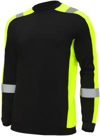 T-shirt INDEX BHP czarny długi rękaw odblaskowy ostrzegawczy