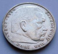 NIEMCY - 5 MAREK 1936 r. A - HINDENBURG - Orzeł (heraldyka) Swastyka - Ag