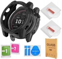 Etui silikonowe z 2 szkłami hartowanymi do Garmin Fenix 7X/7X Solar czarne