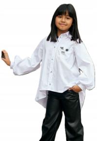 CHILL OUT PIĘKNA BLUZKA KOSZULA BIAŁA PRZYPINKI 110 - 116