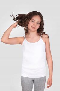 Podkoszulka dziewczęca cienkie ramiączko - biała , gładka