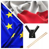 Флаг польский ЕС черный флагшток большой держатель