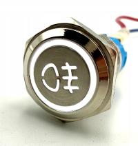 Przycisk światła przeciwmgielne tylne 16mm podświetlany LED tył 12V 24V bi