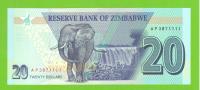 ZIMBABWE 20 DOLLARS 2020 P-W104 UNC AG