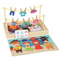 Drewniane Ubieranki Puzzle Trwała Zmień Ubrania Dopasowana Gra Dzieci Puzzle