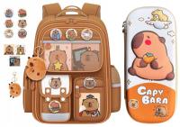 Набор школьный рюкзак детский пенал капибара для школы большой A4 качество
