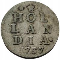 49645. Holandia - 2 stuivery - 1757r. - Ag (1,64g/20mm)