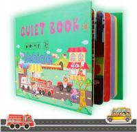 KSIĄŻECZKI EDUKACYJNE RUCHOME CZĘŚCI NA RZEPY DLA DZIECI POJAZDY QUIET BOOK