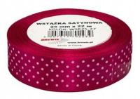 Атласная лента в горошек бордовая 25mmx22m