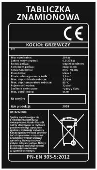 Tabliczka na piec C.O. kocioł grzewczy DEFRO / STALMARK / INNE