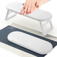 PODUSZKA DO MANICURE Z MATĄ PVC DO DOMU SALONU PAZNOKCI BIAŁA