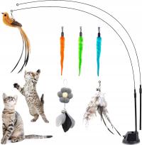Interaktywna zabawka dla kota wędka z przyssawką lekka 9 elementów