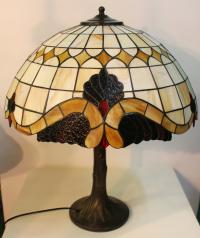 Lampa stojąca Tiffany Barok beż brąz, lampa stolikowa do biura i salonu big