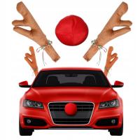 УКРАШЕНИЕ ДЛЯ АВТОМОБИЛЯ ОЛЕНЬИ РОГА НОС ДЛЯ АВТО РОЖДЕСТВЕНСКОЕ УКРАШЕНИЕ ДЛЯ АВТОМОБИЛЯ