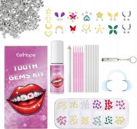 ZESTAW OZDÓB I KRYSZTAŁKÓW DO DEKORACJI ZĘBÓW 1445 EL. Z KLEJEM I LAMPĄ DIY