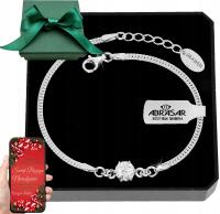 Srebrna bransoletka damska 925 cyrkonia regulowana na rękę dla niej grawer