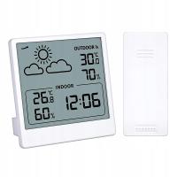 Termometr z czujnikiem zewnętrznym, biały